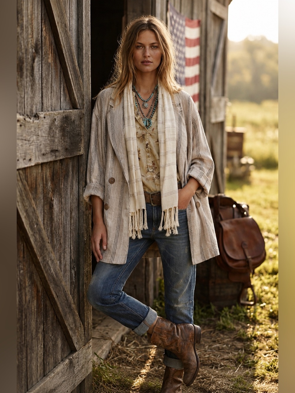 Zara Striped natural Oatmeal color, Oversized Blazer Made in Morocco linen feel